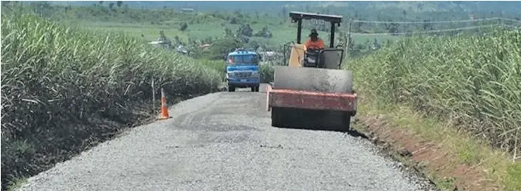  ??  ?? An upgraded road and drainage works in the cane-farming areas of Koronubu