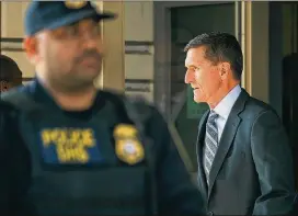  ?? CHIP SOMODEVILL­A / GETTY IMAGES ?? Michael Flynn, former national security adviser to President Donald Trump, leaves after his plea hearing Friday at the Prettyman Federal Courthouse in Washington, D.C.