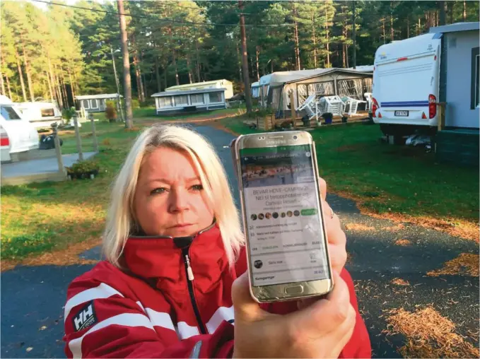  ??  ?? MANGE MEDLEMMER: Initiativt­aker Liv Arneberg opprettet Facebook-gruppen «Bevar Hove Camping» tirsdag kveld. Dagen etter har den over 3.000 medlemmer. FOTO: Privat