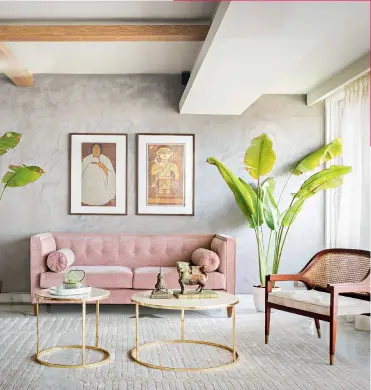  ?? Photograph by TALIB CHITTALWAL­A ?? SUBTLE SOPHISTICA­TION
This home in Mumbai has a bright and sunny living space with a pop of pink (left); designer Sarah Sham (below)