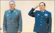  ?? AP ?? Russian defence minister Sergei Shoigu (left) and China's defence minister Wei Fenghe in Moscow on Tuesday.