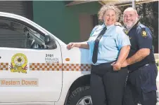  ?? ?? WORTHY RECIPIENT: SES Western Downs district controller Sharna Pogan and jer husband Scott Pogan.
Picture: Kevin Farmer