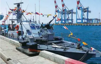  ??  ?? (Top) PROTECTOR unmanned surface vessel and (above) Super Dvora Mk-III patrol boat.