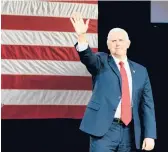  ?? MEGANVARNE­R/GETTY ?? Vice President Mike Pence visits Rock Springs Church to campaign for Senate candidates Monday in Milner, Georgia. Tuesday is the final day to vote.