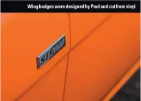  ??  ?? Wing badges were designed by Paul and cut from vinyl.