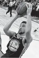  ?? POOL/GETTY ?? Klay Thompson and the Warriors trail the Raptors 3-2 ahead of Game 6 on Thursday.