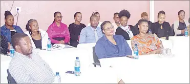  ?? (Pic: Sibusiso Zwane) ?? A section of St Theresa’s High School staff members following the proceeding­s of their meeting with the Minister of Education and Training, Owen Nxumalo (not in pic), yesterday.