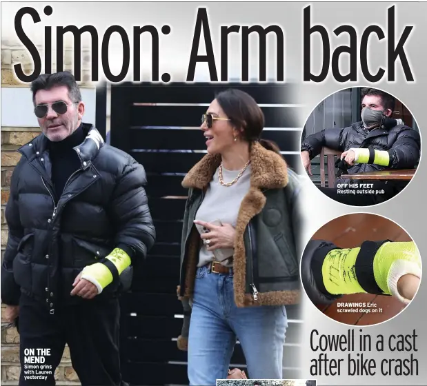  ?? ?? ON THE MEND Simon grins with Lauren yesterday