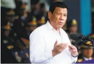  ?? Bullit Marquez / Associated Press ?? Rodrigo Duterte’s visit to Israel is the first by a president of the Philippine­s. He arrived Sunday.