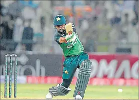  ?? AFP ?? Pakistan captain Babar Azam plays a shot during the first ODI against West Indies in Multan.