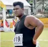  ??  ?? Malinda Madushanka of Puttalam establishe­d a new meet record in the Boys Under-20 Shot putt, with an effort of 16.13 metres