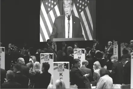  ?? ASSOCIATED PRESS ?? PRESIDENT DONALD TRUMP SPEAKS
Monday during the first day of the Republican National Convention in Charlotte, N.C.