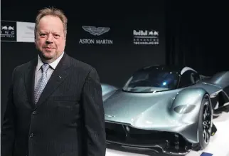  ?? LAURA PEDERSEN/FILES ?? Credited with overseeing an impressive turnaround of the company, Aston Martin CEO Andy Palmer is getting a big payout, including a 20-per-cent pay rise, for the company’s London flotation.