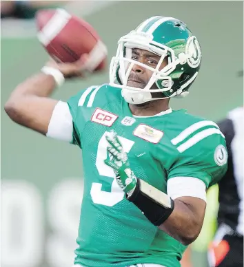  ?? TROY FLEECE ?? Kevin Glenn is the Saskatchew­an Roughrider­s’ best bet going into the playoffs in the opinion of columnist Rob Vanstone.