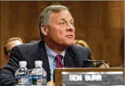  ?? CHERISS MAY / SIPA USA ?? Sen. Richard Burr (R-N.C.) says his sales of stock in late January and February before the pandemic hurt markets was based on public informatio­n.