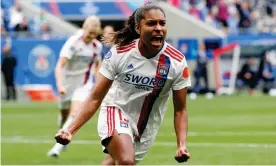  ?? Photograph: Catherine Steenkeste/Getty Images ?? Catarina Macario celebrates after scoring for Lyon against PSG in their Champions League semi-final last month.
