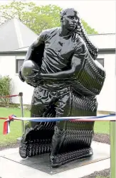  ??  ?? The sculpture L’enjeu (At stake) is one of two French pieces gifted to NZ Rugby and Canterbury Rugby.