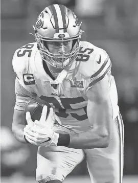  ?? MATTHEW EMMONS/USA TODAY SPORTS ?? The 49ers and George Kittle have yet to agree on an extension on his rookie contract.