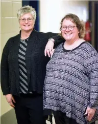  ??  ?? Bridget Hendrix, left, executive director of the White River Women’s Shelter, and Theresa Aasen, shelter director, have been instrument­al in converting the former Jackson County Jail into the new home of the White River Women’s Shelter.