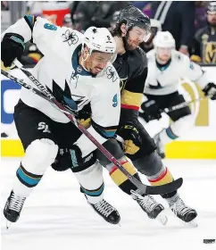  ?? — THE ASSOCIATED PRESS ?? San Jose Sharks left-winger Evander Kane is coming off a 29-goal season. He also had four goals and one assist in nine playoff games.