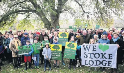  ??  ?? Campaigner­s attend the Stoke Lodge playing fields protest