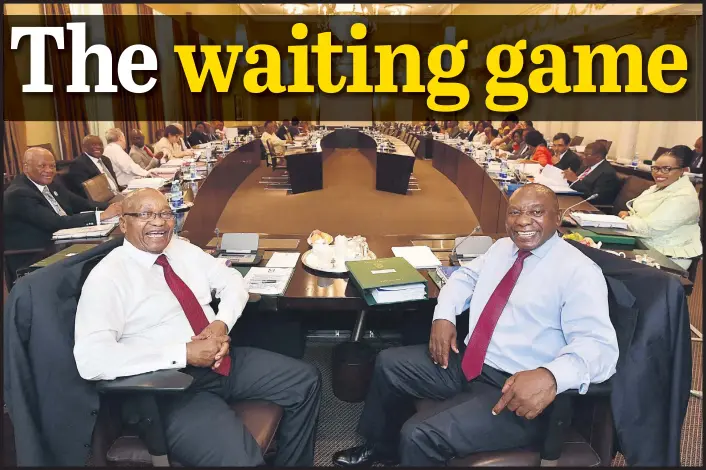  ?? Picture: GCIS ?? BUSINESS AS USUAL. President Jacob Zuma, Deputy President Cyril Ramaphosa, ministers and deputy ministers at the scheduled meeting of Cabinet committees yesterday.