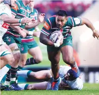  ??  ?? Back in the fold: Manu Tuilagi breaks for Tigers