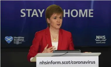  ??  ?? Nicola Sturgeon warned of the risk of the virus spreading by attending demonstrat­ions