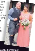  ??  ?? SLIMLINE TONIC Danielle, right, with boyfriend Stuart Miele at her dad Gordon’s wedding