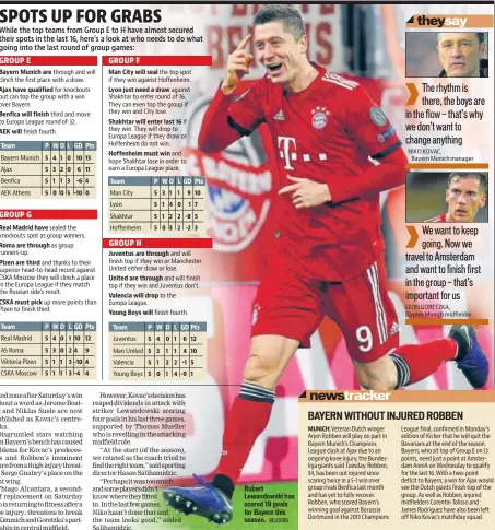  ?? REUTERS ?? Robert Lewandowsk­i has scored 19 goals for Bayern this season.