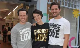  ?? Photograph: David M Benett/Dave Benett/Getty Images ?? Actors Andrew Scott, Phoebe Waller-Bridge and Ben Aldridge volunteer at a Choose Love shop in London, December 2019.