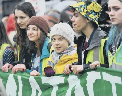  ?? PICTURE: BEN BIRCHALL/PA WIRE ?? ‘SOLIDARITY’: Teenage activist Greta Thunberg joins protesters at the Bristol Youth Strike 4 Climate.