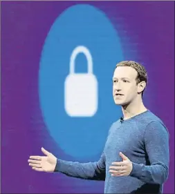  ?? MARCIO JOSÉ SÁNCHEZ / AP ?? El presidente ejecutivo de Facebook, Mark Zuckerberg