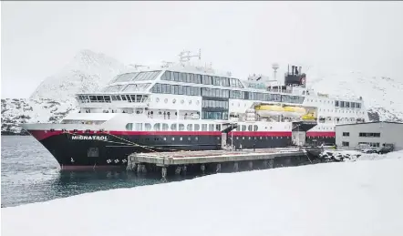  ?? AARON SAUNDERS ?? Hurtigrute­n’s winter cruise along the coast of Norway is a true hidden gem, complete with snowy fiords and the northern lights.