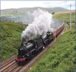  ?? Photograph: ?? Lord of the Isles, in front, with Lancashire Fusilier as they head for Fort William on Sunday. James Shuttlewor­th.