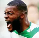  ??  ?? AWESOME OLIVIER: Ntcham enjoys his superb strike against Rosenborg