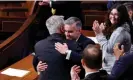  ?? Jonathan Ernst/Reuters ?? Freshman congressma­n Juan Ciscomani is embraced by the House Republican leader, Kevin McCarthy, in January. Photograph: