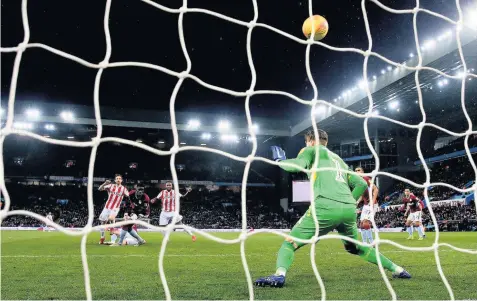  ??  ?? NO ORDINARY JOE: Stoke City midfielder Joe Allen puts the Potters ahead at Villa Park. Pictures: EMPICS