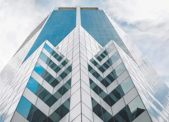  ??  ?? The 22-floor office tower at 50 Cavill Ave, Surfers Paradise, is hitting new heights of occupancy since its new owners undertook a refurbishm­ent.