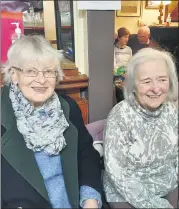  ?? ?? Nuala enjoying a final pub-chat with special friend, Hazel Baylor at Friday night’s gathering of friends.