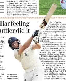  ??  ?? Six of the best: Jos Buttler hits another cracker