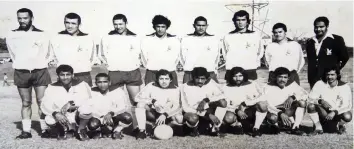  ??  ?? DON Mudaly, far right (jacket), with his Berea Football team in the ’70s. Mudaly started his managerial carer in 1970.