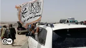  ??  ?? 'There's no god except god,' the writing on the Taliban flag reads
