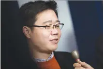  ?? TOM BRENNER / THE NEW YORK TIMES ?? Ji Seong-ho, who defected from North Korea, talks with reporters Wednesday in the briefing room at the White House. Ji, whose story of escape is remarkable even by the standards of North Korean defectors, was a guest at the previous night’s State of...