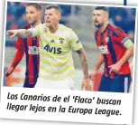  ??  ?? Los Canarios de el 'Flaco'buscan llegar lejos en la EuropaLeag­ue.