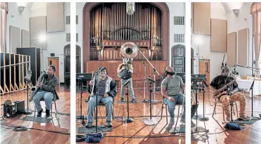  ?? Photo illustrati­ons by Tristan Spinski, © The New York Times Co. ?? The Treme Brass Band play music during a recording session at Esplanade Studios in New Orleans on Jan. 29.