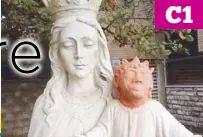  ??  ?? Canadian artist Heather Wise perhaps didn’t mean spiky-haired Lisa Simpson to be the final replacemen­t for baby Jesus’ head that was vandalized in Ontario, but the image struck viral gold.