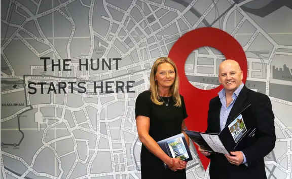  ??  ?? Sean Gallagher with Rowena Quinn of Hunters Estate agents. Photo: David Conachy