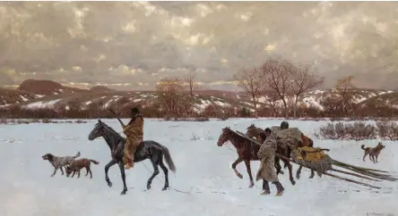  ??  ?? Henry Farny (1847-1916), Nomads, 1902, oil on canvas, 22 x 40” Estimate: $1.5/2.5 million