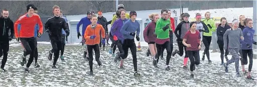  ??  ?? Stockport Harriers’ take part in an endurance training session at Woodbank Park